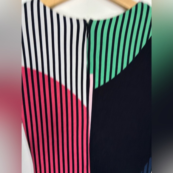 Phase Eight Size 8 Abstract Patterned Wrap Over Effect Dress Navy Blue - Picture 6 of 11